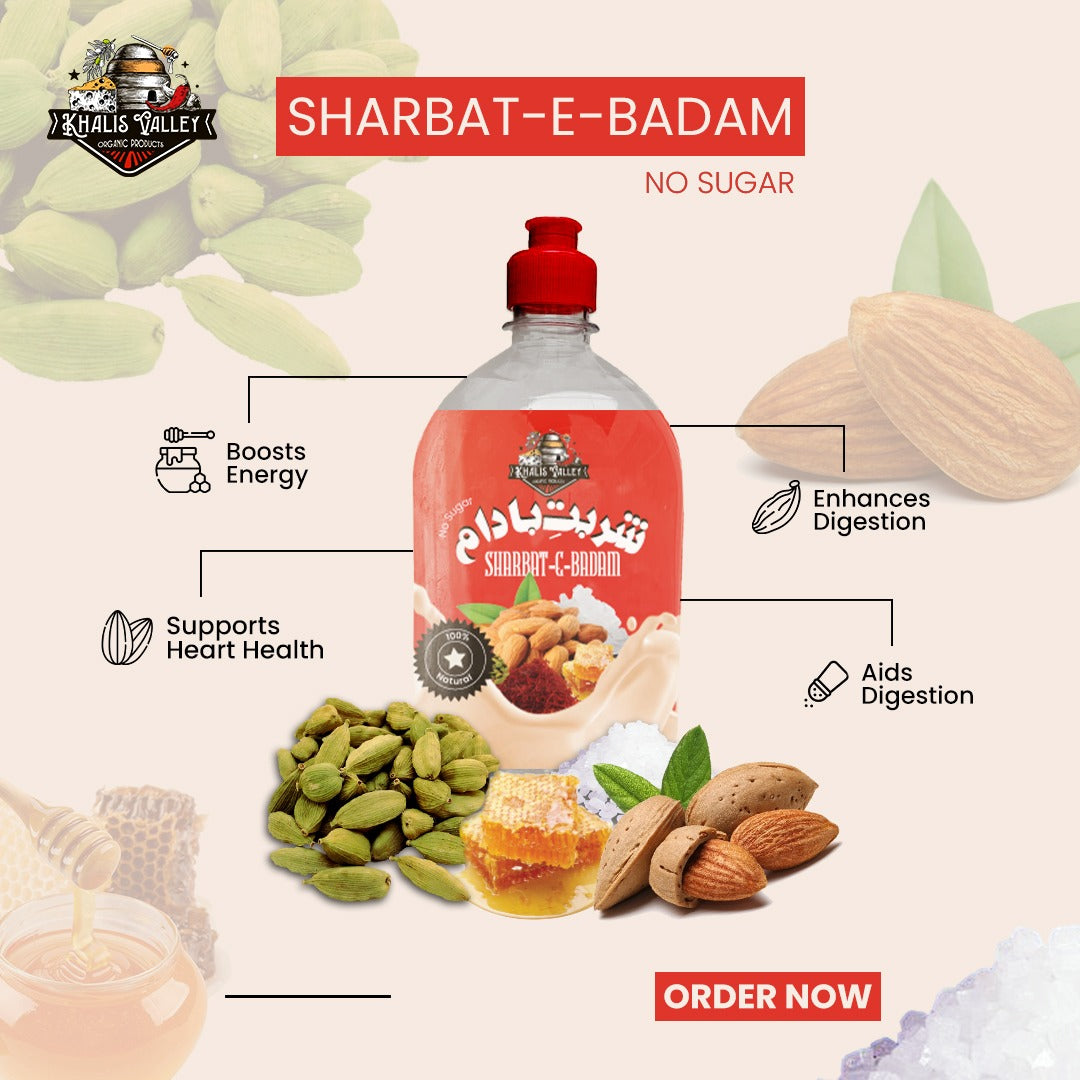 Khalis Sharbat e Badam – Nutritious Almond Elixir | 100% Organic • 1 L